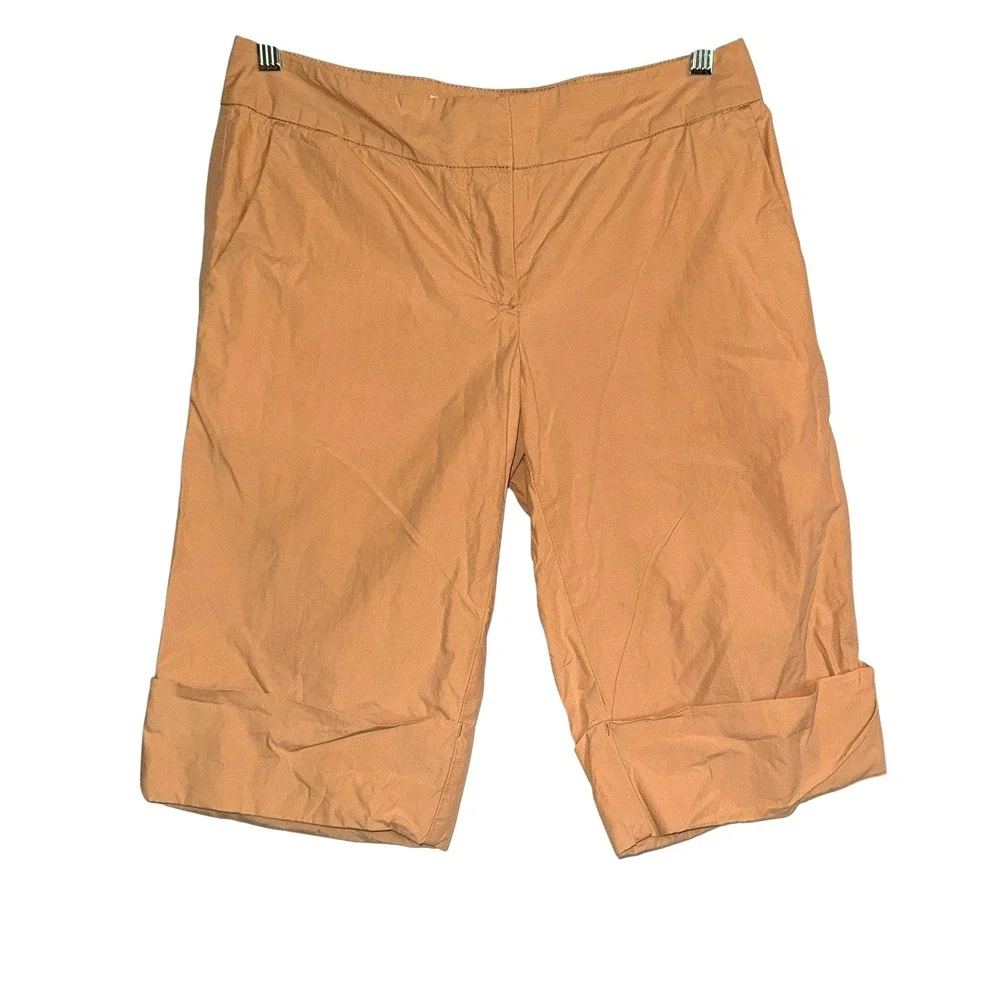 Tommy Hilfiger Womens Tan Bermuda Shorts‎ Cuffed Back Flap Pockets Size 8